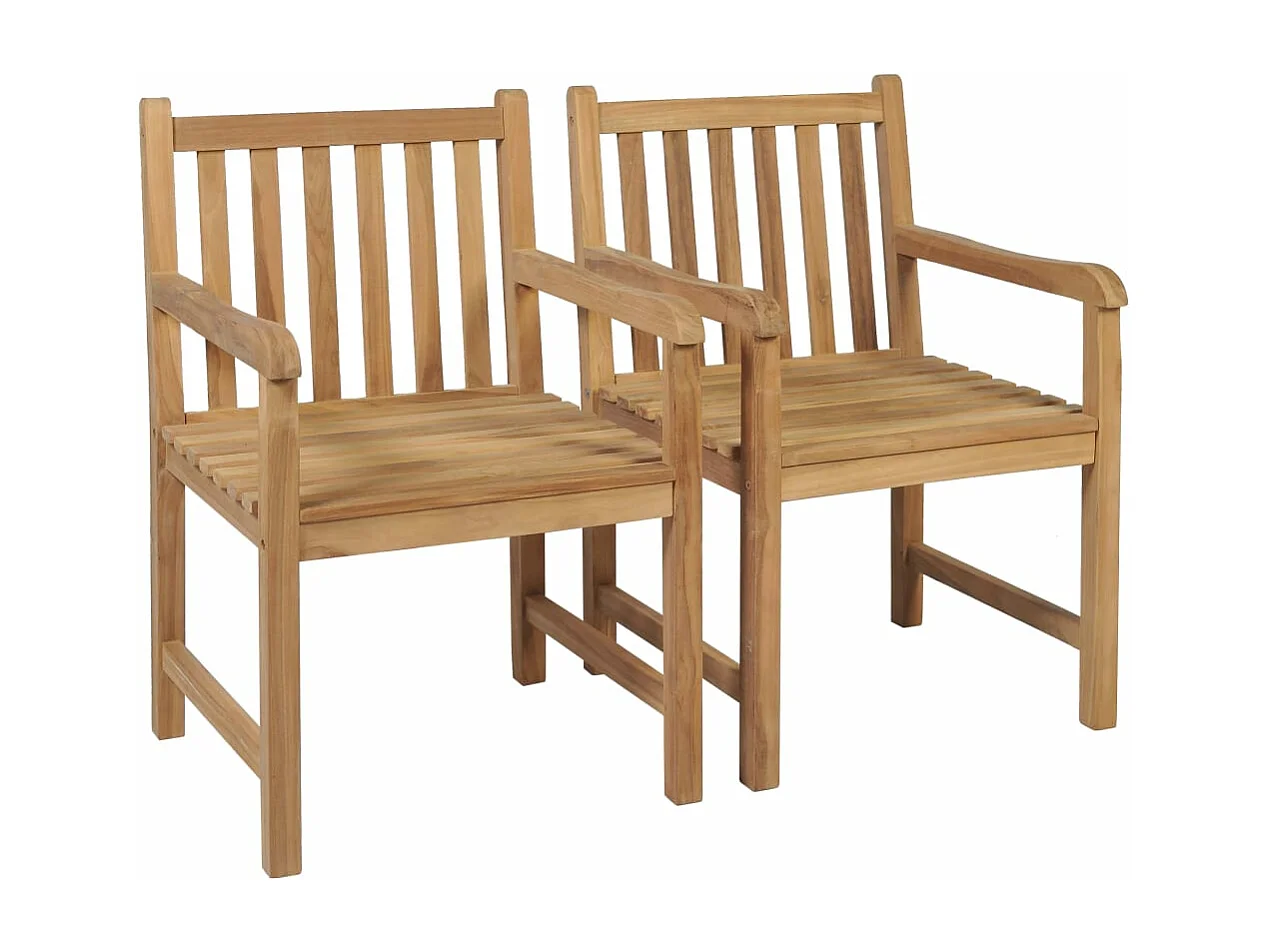 Chaises de jardin 2 pcs avec coussins gris Bois de teck massif