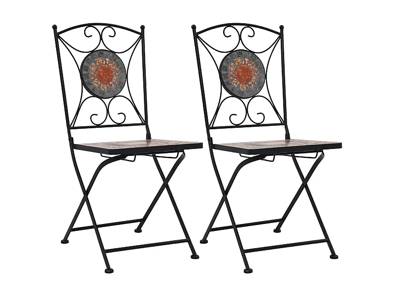 Chaises de bistrot mosaïque 2 pcs Orange et gris