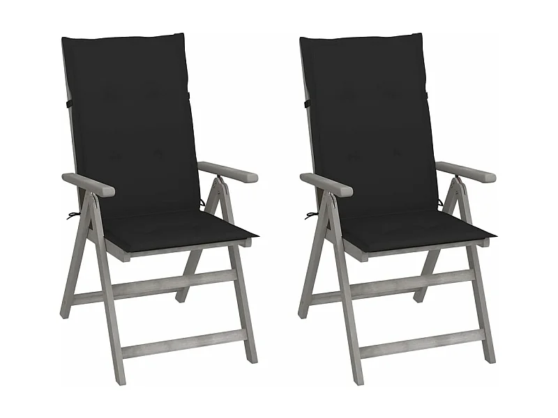 Chaises inclinables de jardin 2 pcs avec coussins Bois d'acacia
