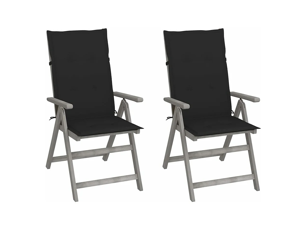 Liggende tuinstoelen 2 stuks met kussens van acaciahout