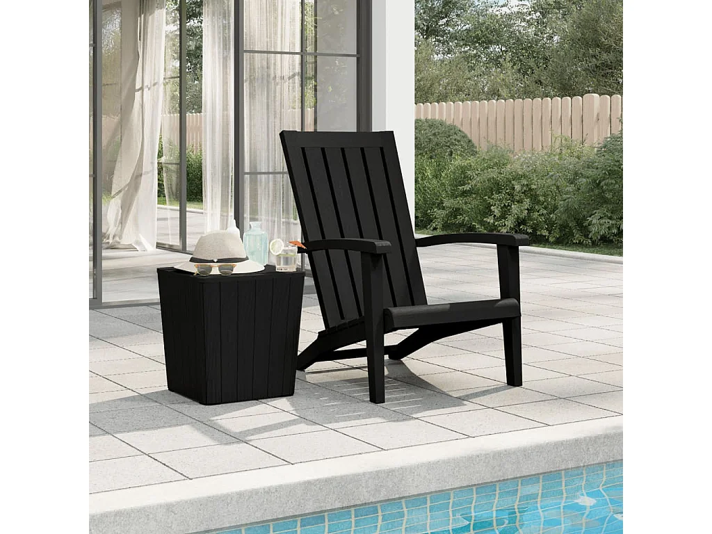Chaise de jardin Adirondack noir polypropylène
