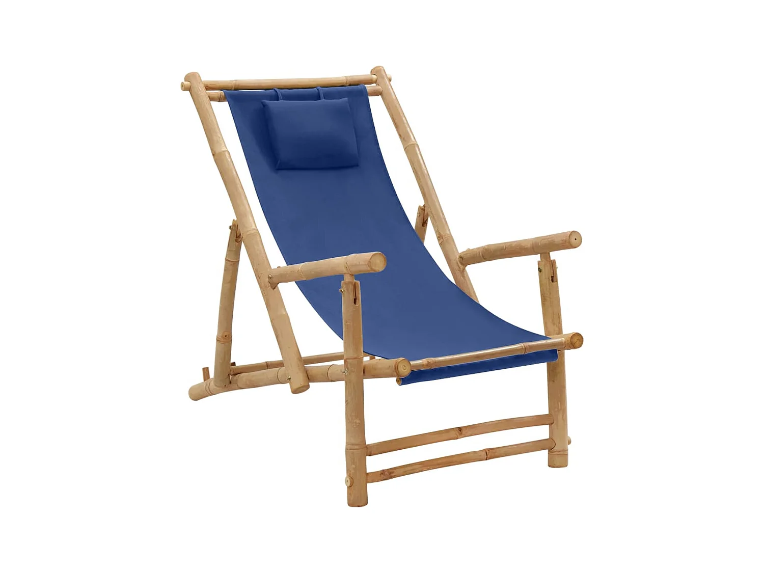 Chaise de terrasse Bambou et toile Bleu marine