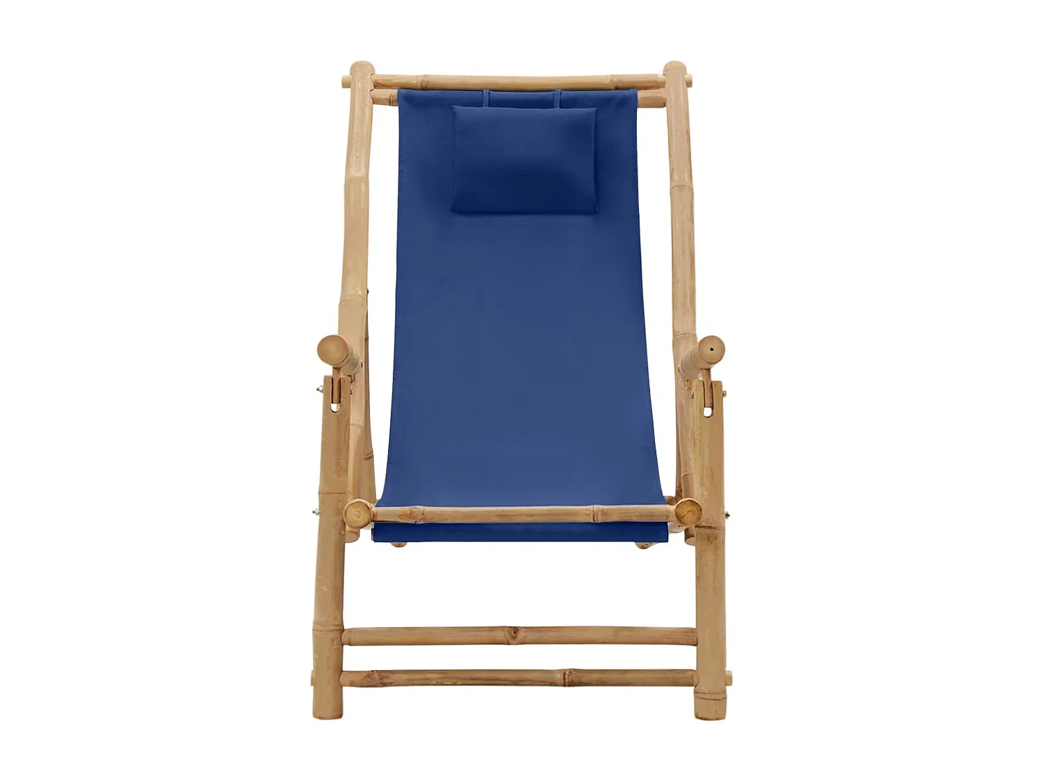 Chaise de terrasse Bambou et toile Bleu marine