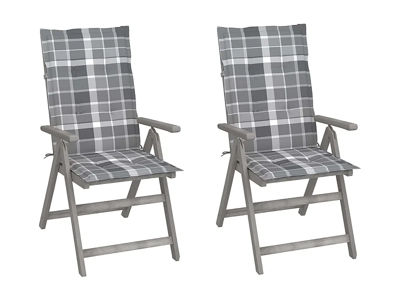 Chaises inclinables de jardin 2 pcs avec coussins Bois d'acacia