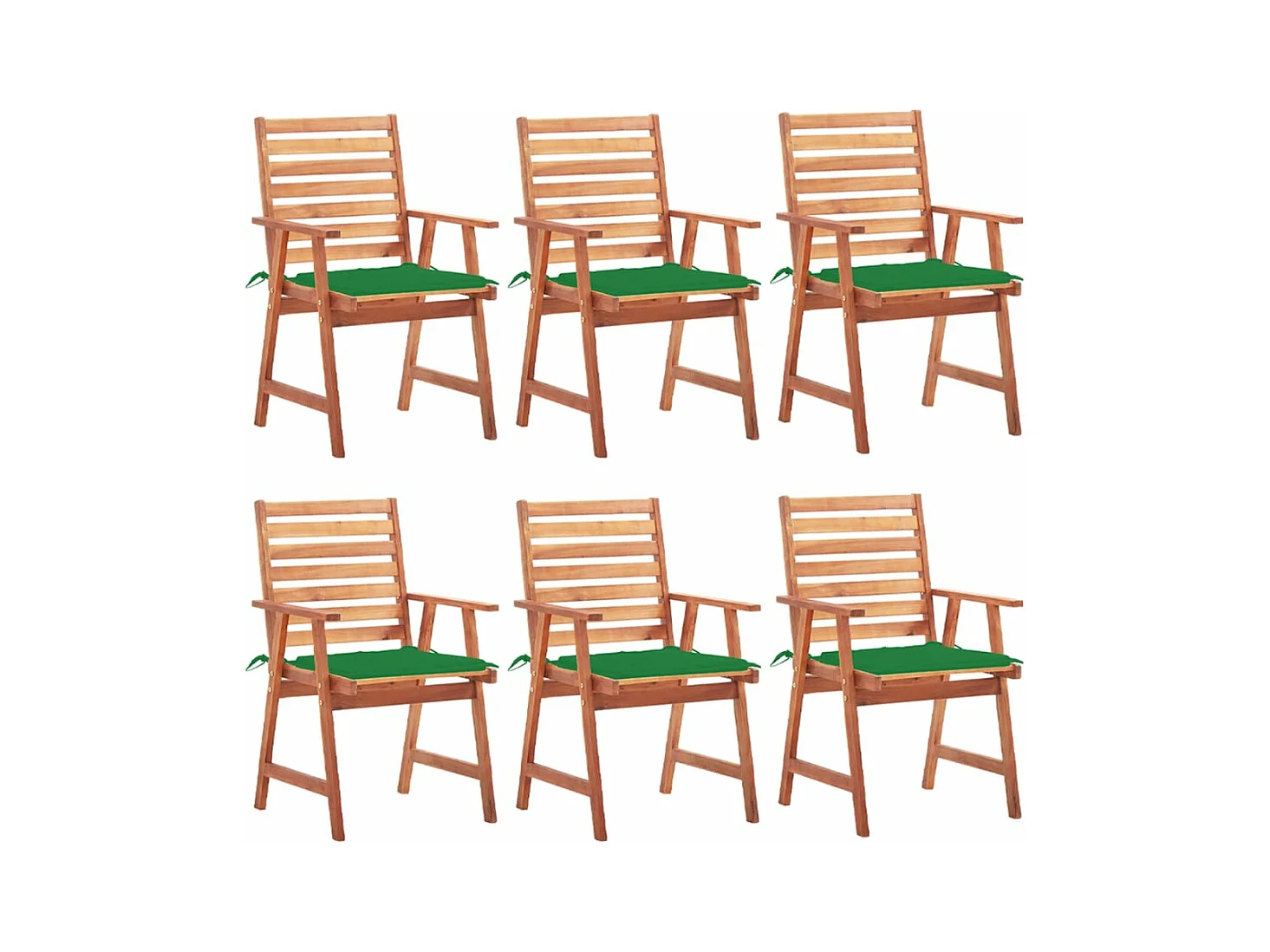 Chaises à dîner d'extérieur 6 pcs avec coussins Acacia massif