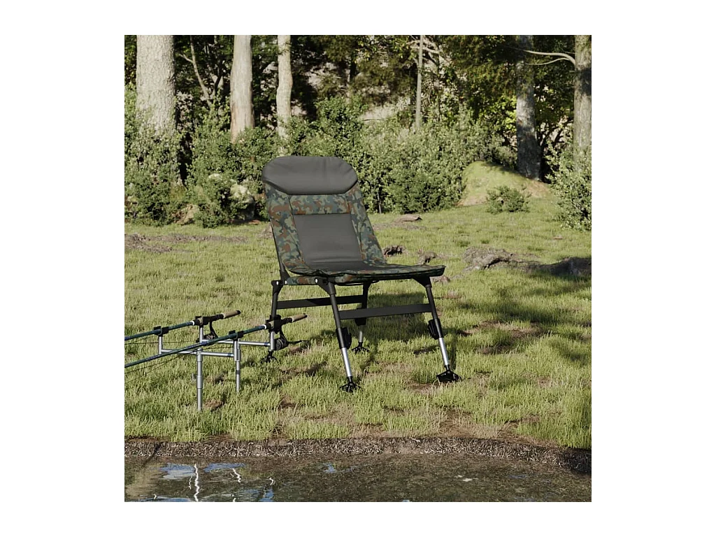 Chaise de pêche avec pieds à boue réglables pliable camouflage