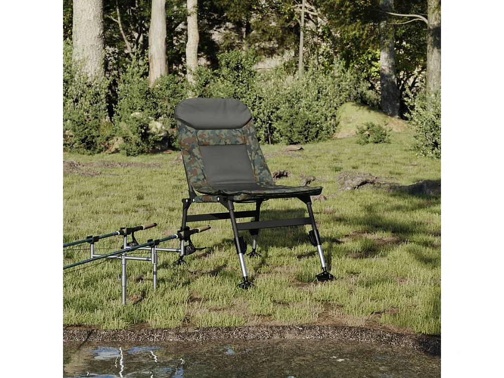 Chaise de pêche avec pieds à boue réglables pliable camouflage