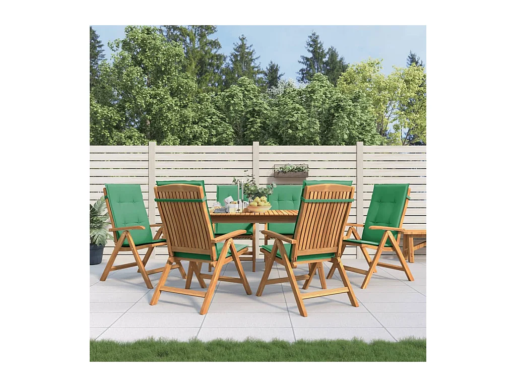 Chaises de jardin inclinables et coussins lot de 6 bois teck