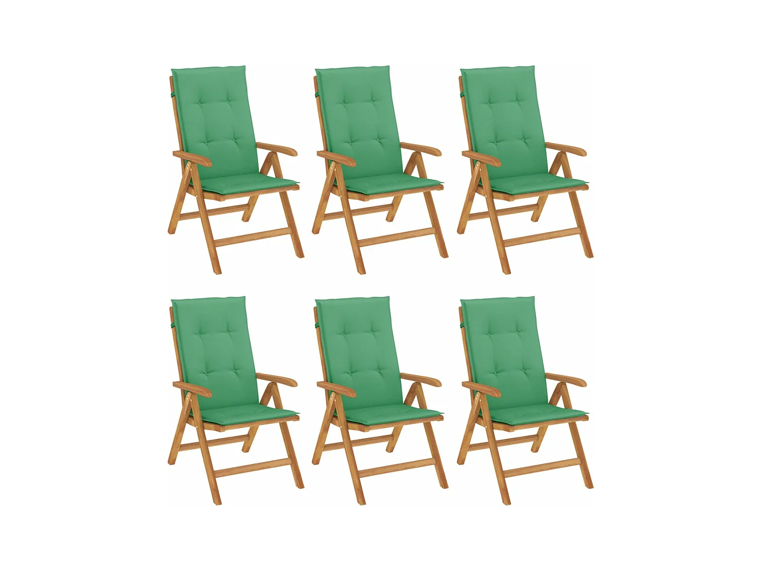 Chaises de jardin inclinables et coussins lot de 6 bois teck
