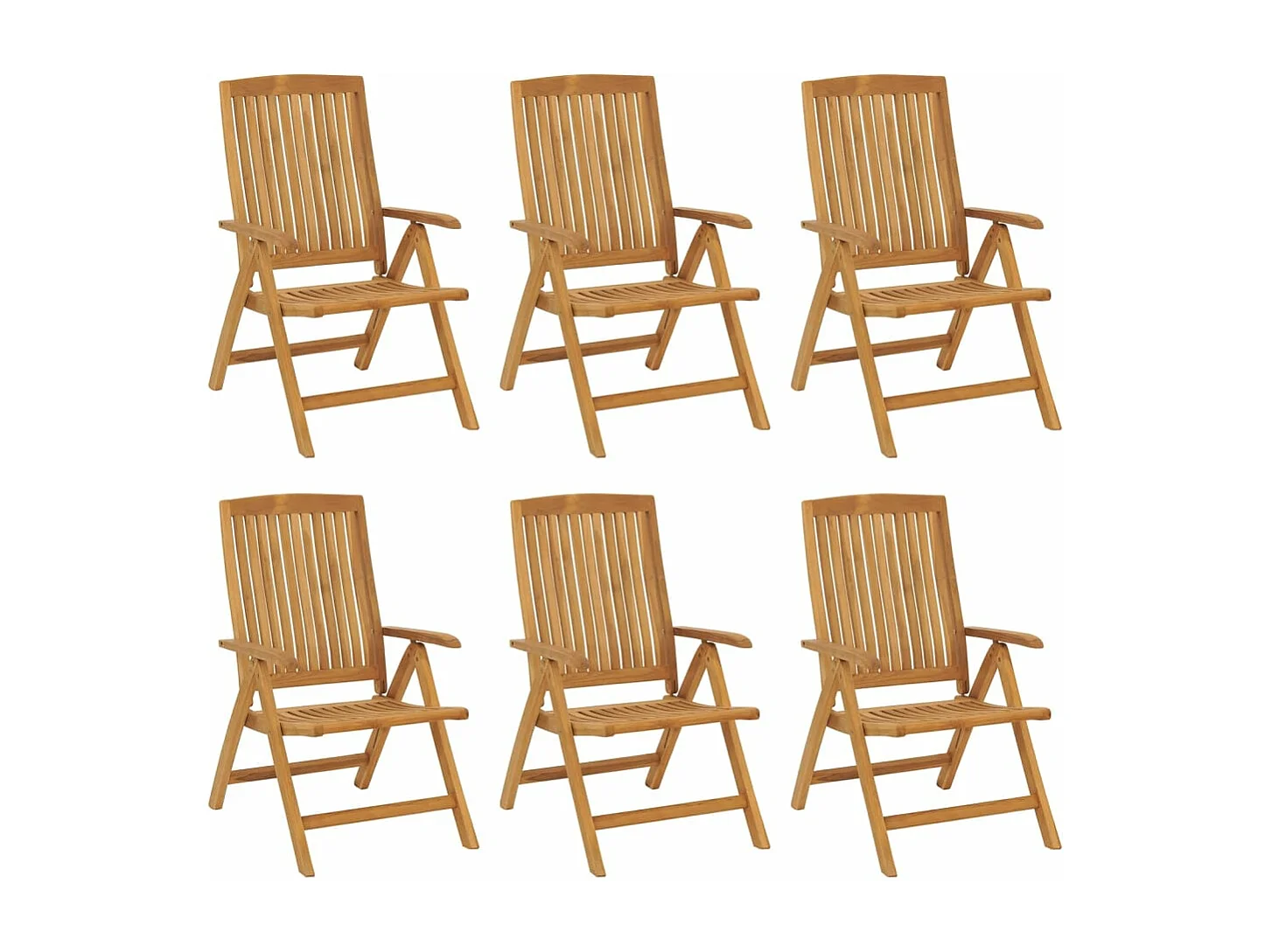 Chaises de jardin inclinables et coussins lot de 6 bois teck