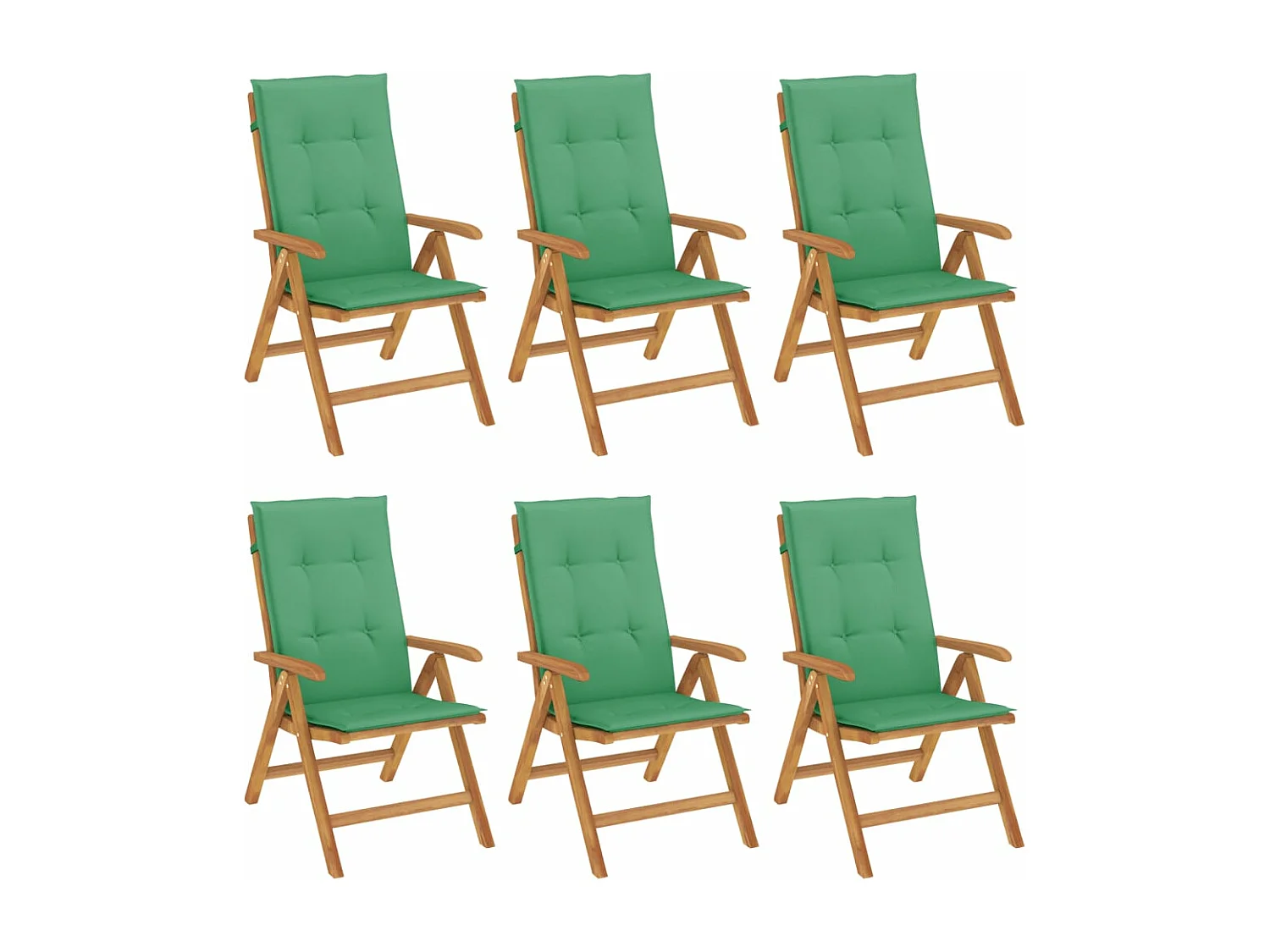 Chaises de jardin inclinables et coussins lot de 6 bois teck