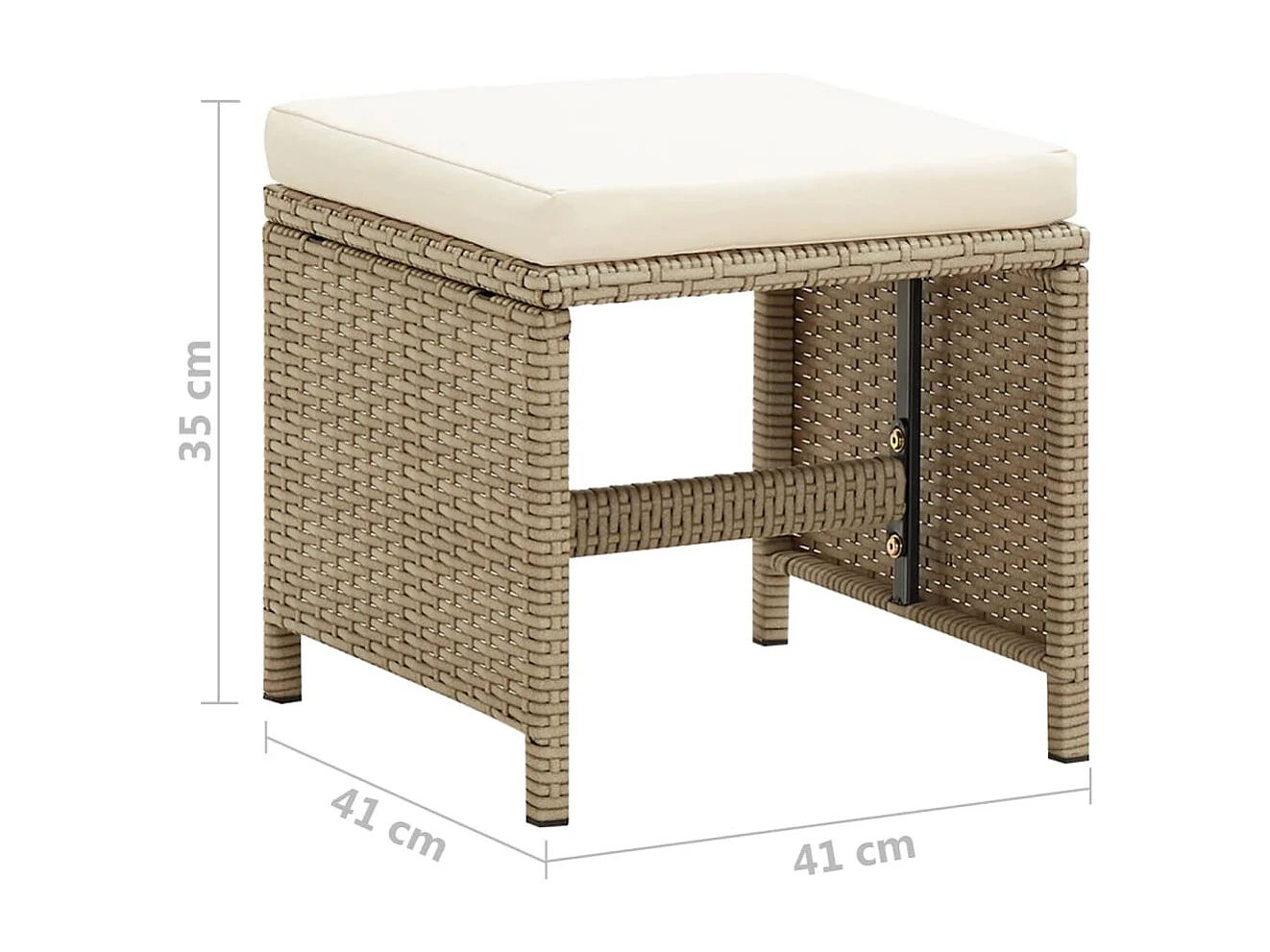 Sgabelli da giardino 2 pz con cuscini Resina midollino Beige