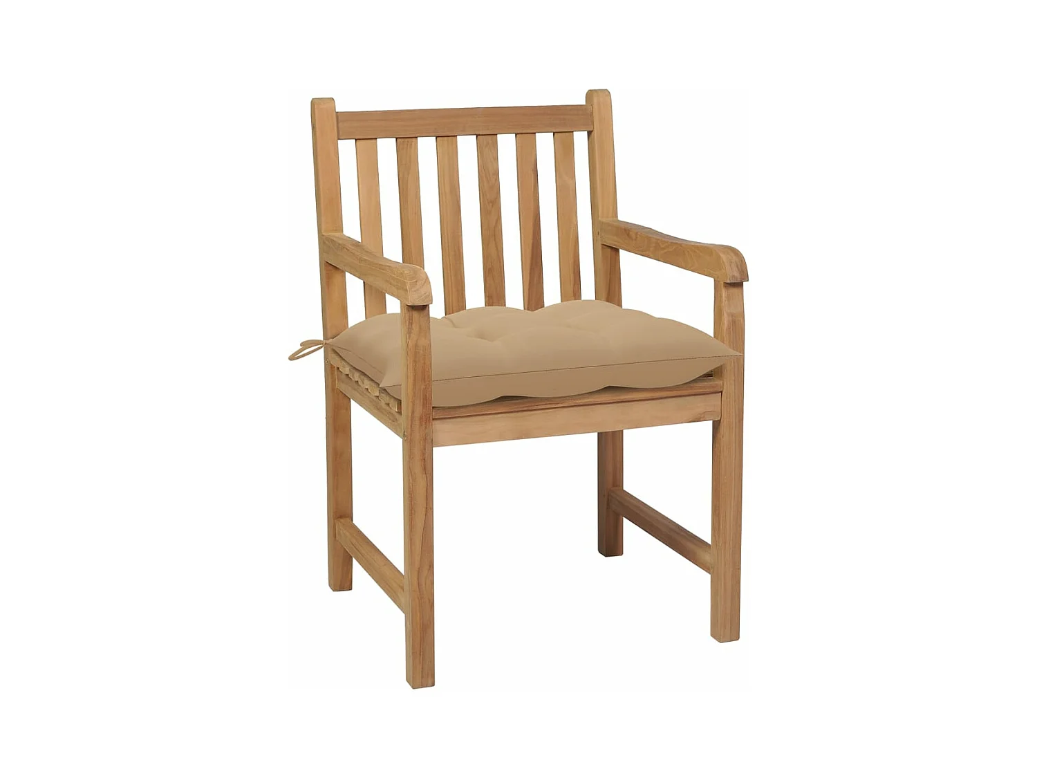 Chaises de jardin 6 pcs avec coussins beige Bois de teck solide