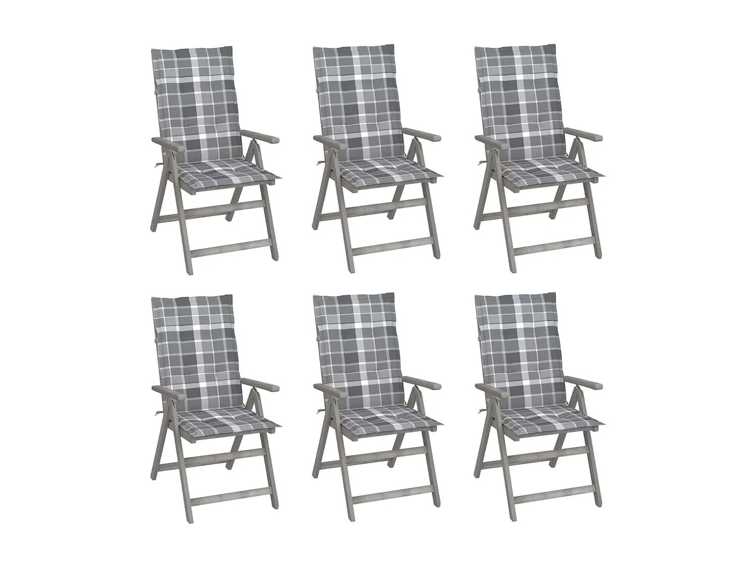 Liggende tuinstoelen 6 stuks met kussens van acaciahout