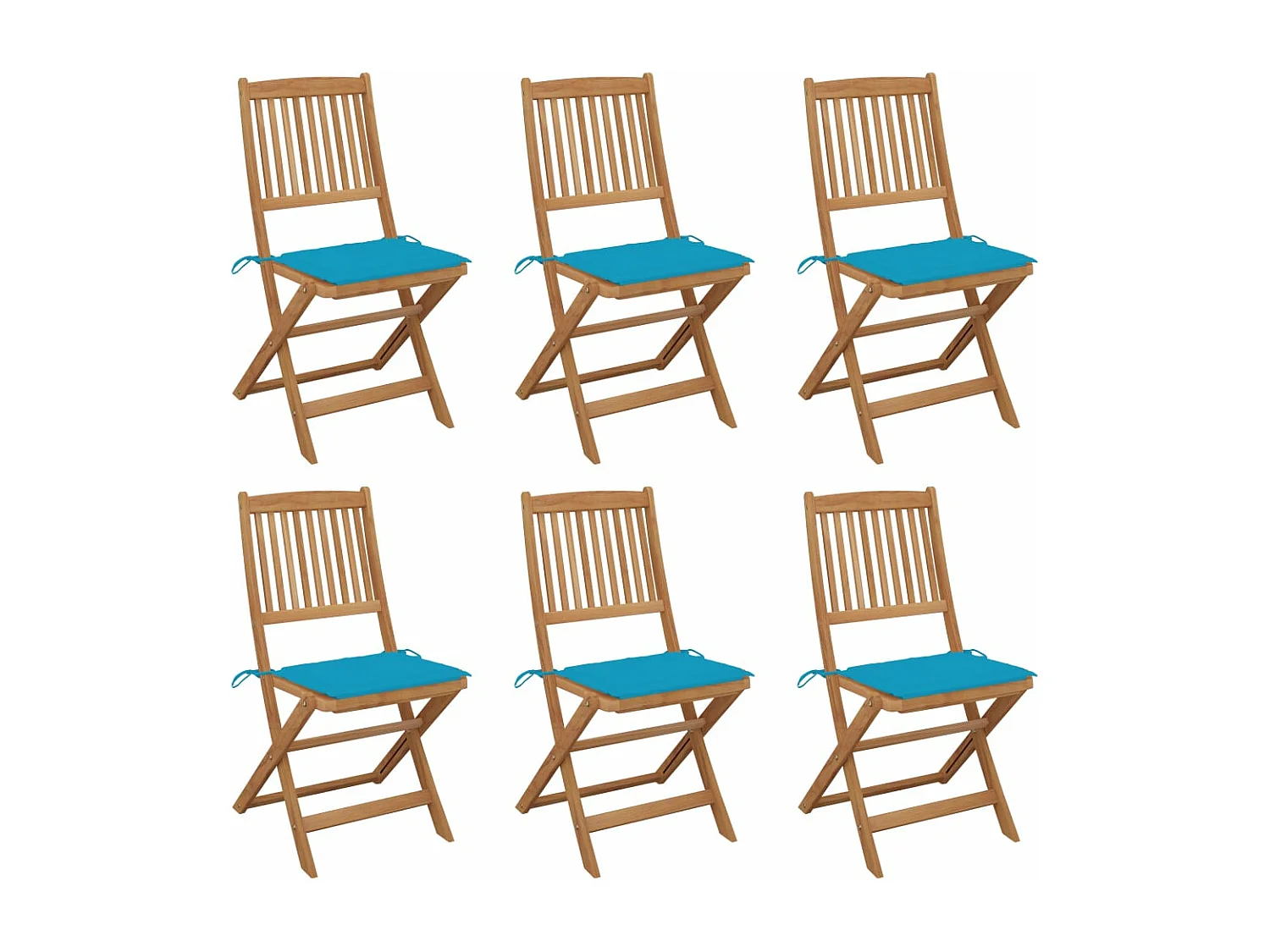 Chaises pliables de jardin 6 pcs avec coussins Bois d'acacia