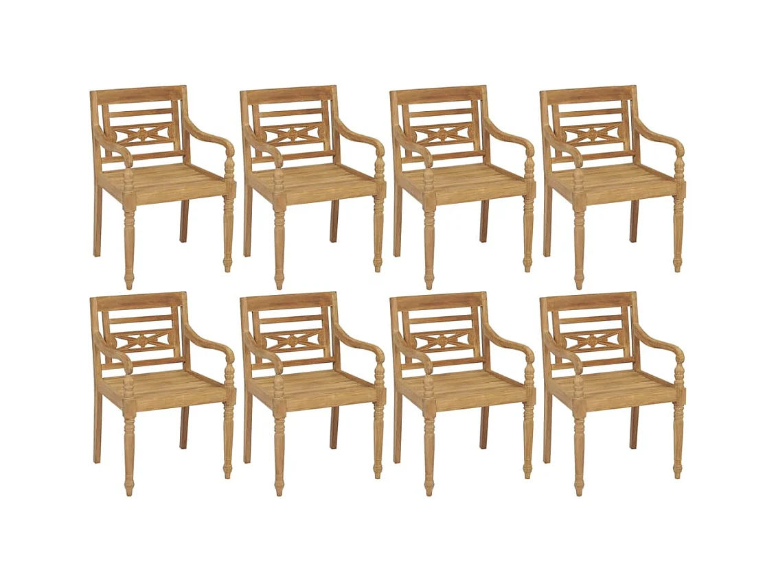 Batavia stoelen 8 stuks Massief teakhout
