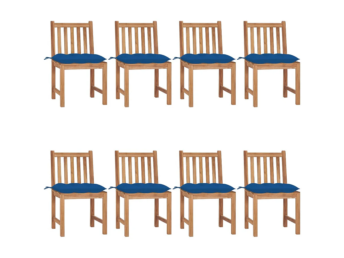 Sedie da giardino 8 pezzi con cuscini Legno massello di teak
