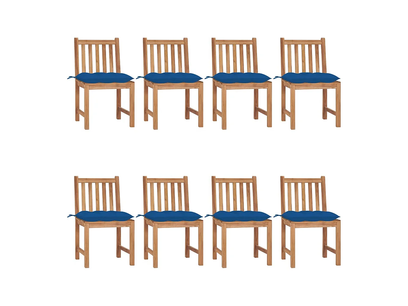 Chaises de jardin 8 pcs avec coussins Bois de teck massif