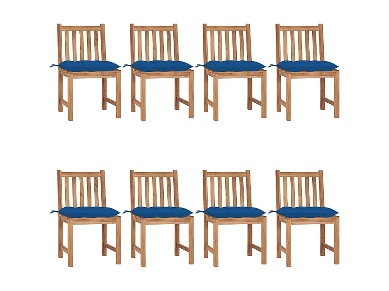 Tuinstoelen 8 stuks met kussens Massief teakhout