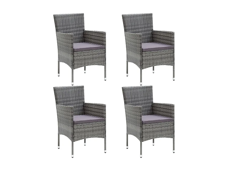 Chaises de salle à manger de jardin 4 pcs Résine tressée Gris