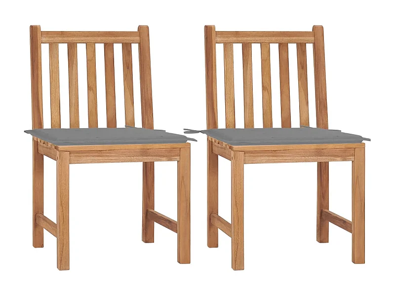 Chaises de jardin 2 pcs avec coussins Bois de teck massif