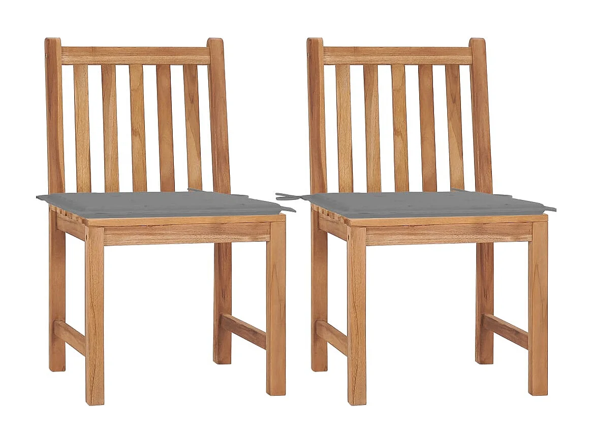 Chaises de jardin 2 pcs avec coussins Bois de teck massif