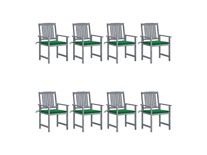 Chaises de jardin avec coussins 8 pcs Bois d'acacia solide Gris