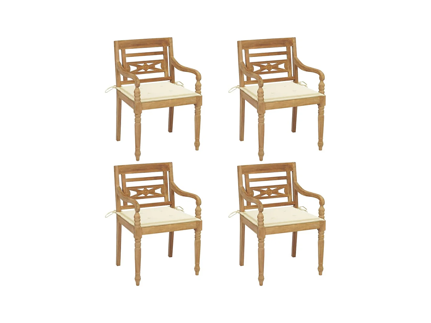 Chaises Batavia avec coussins 4 pcs Bois de teck solide