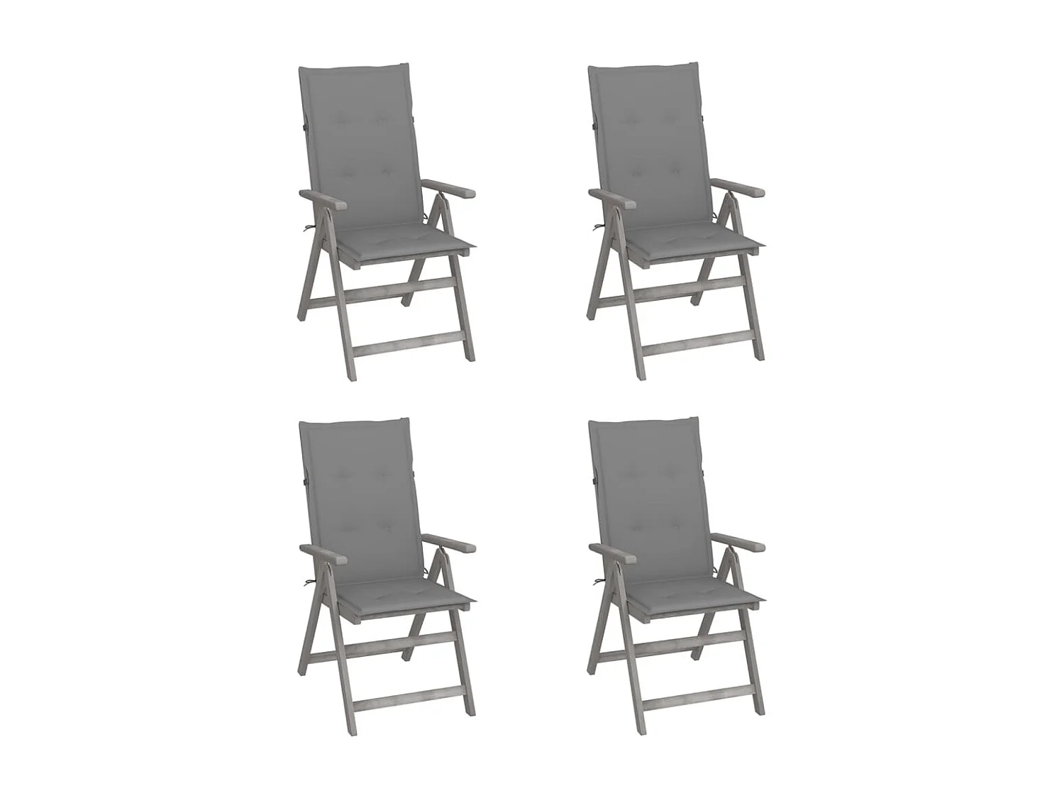 Chaises inclinables de jardin 4 pcs avec coussins Bois d'acacia