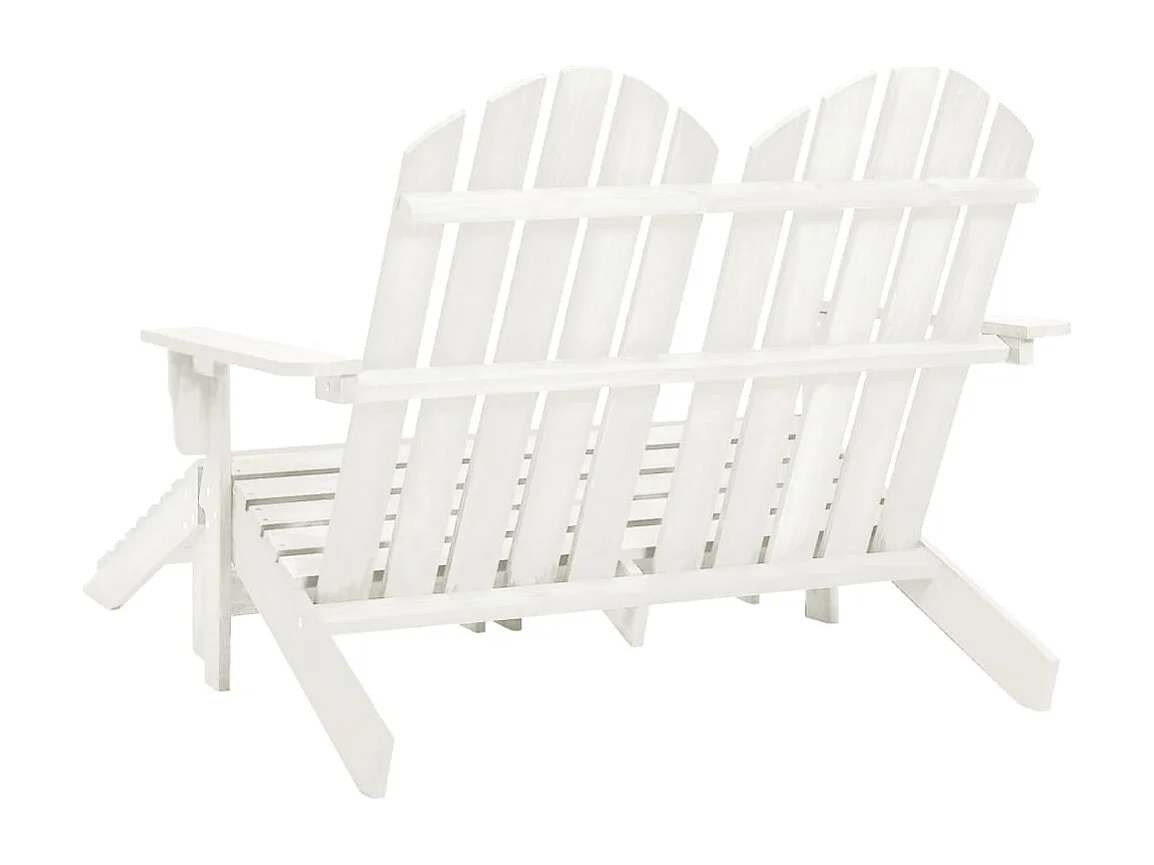Chaise de jardin Adirondack 2 places et repose-pied sapin blanc
