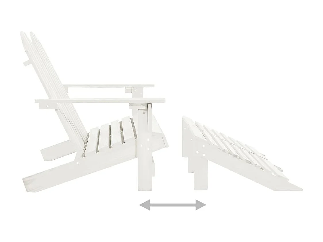 Chaise de jardin Adirondack 2 places et repose-pied sapin blanc