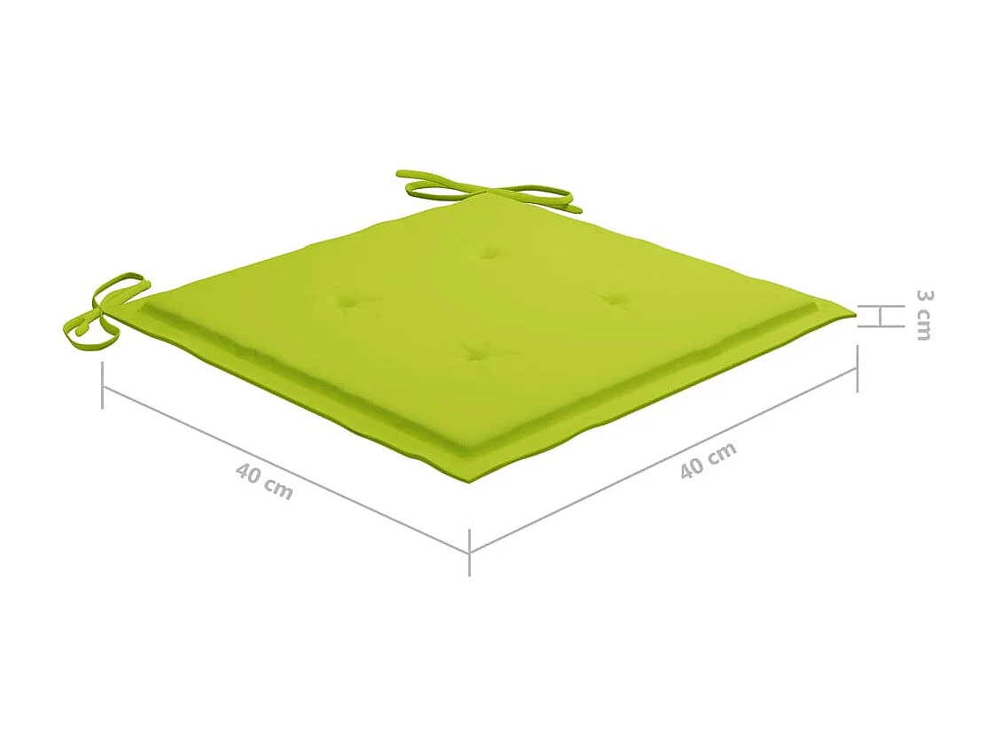 Chaises de jardin avec coussins vert vif lot de 2 Bois de teck