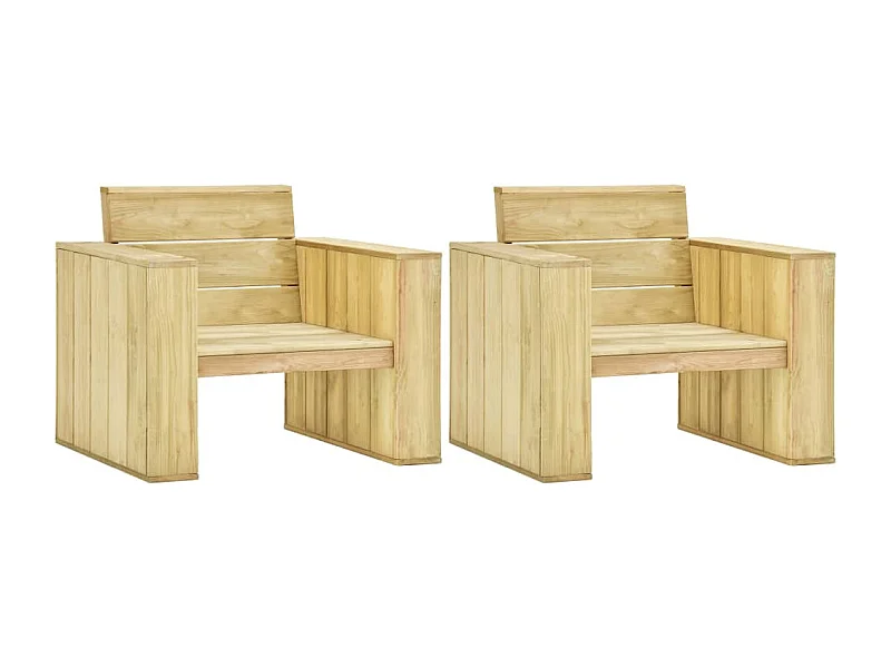 Sillas de jardín 2 uds 89x76x76 cm Madera de pino impregnada