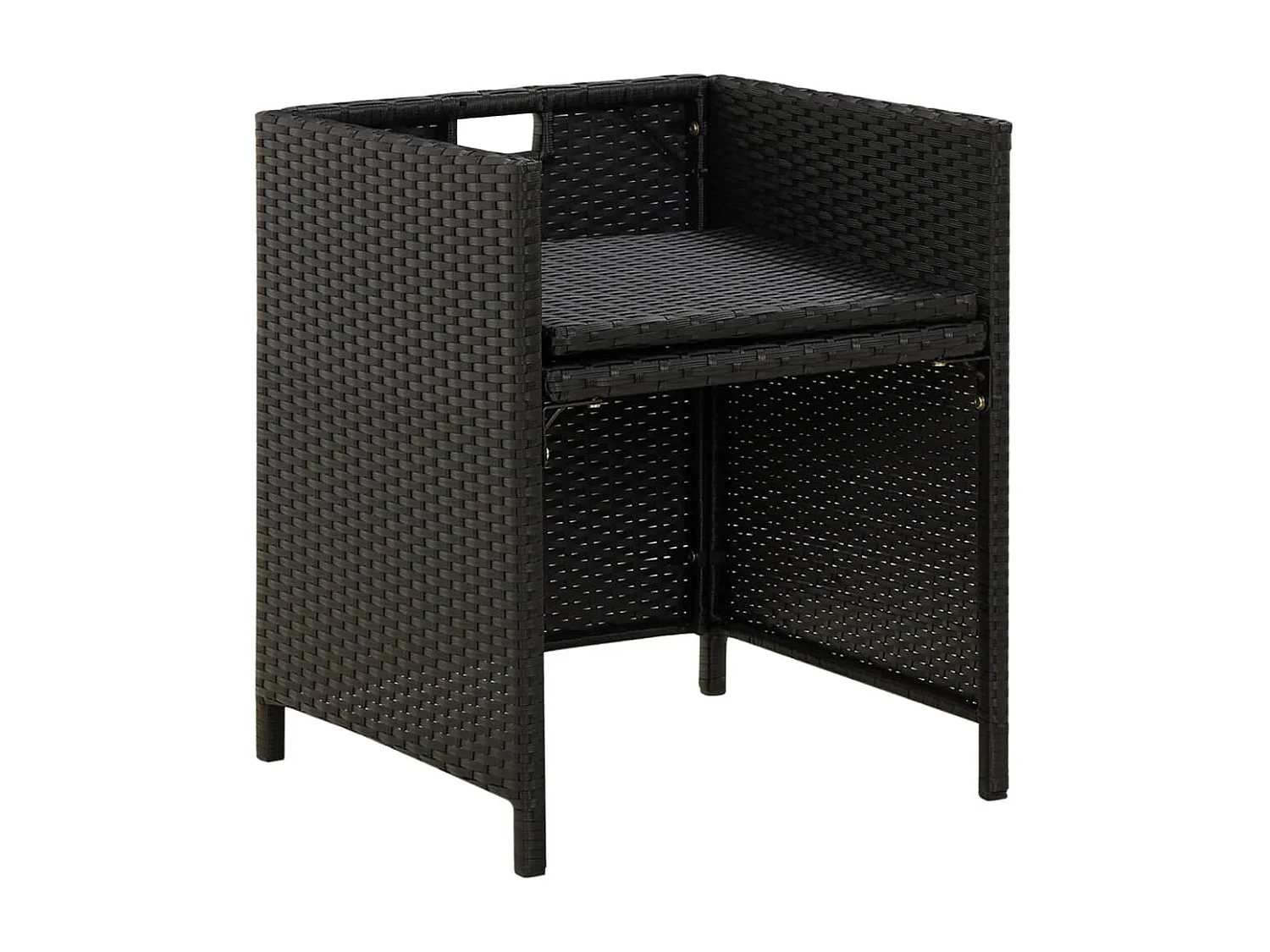 Tuinstoelen met kussens 4 stuks Kunststof wicker Zwart