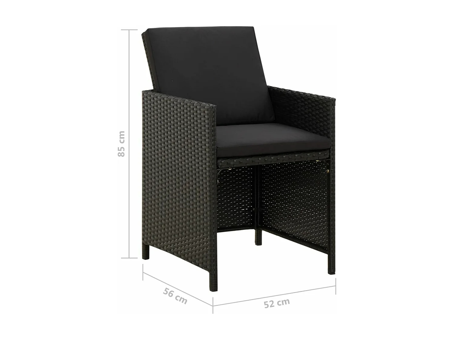 Chaises de jardin avec coussins 4 pcs Résine tressée Noir