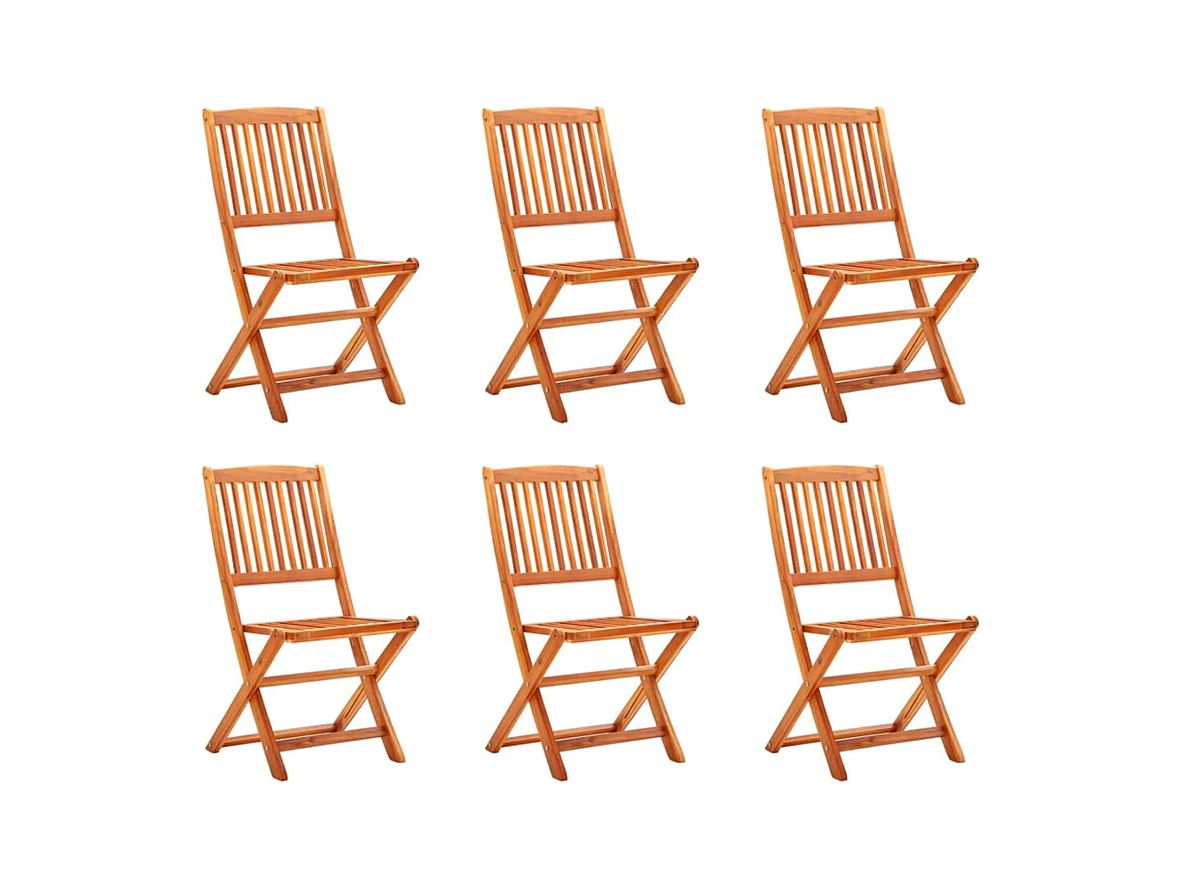 Chaises de jardin pliables 6 pcs Bois d'eucalyptus massif