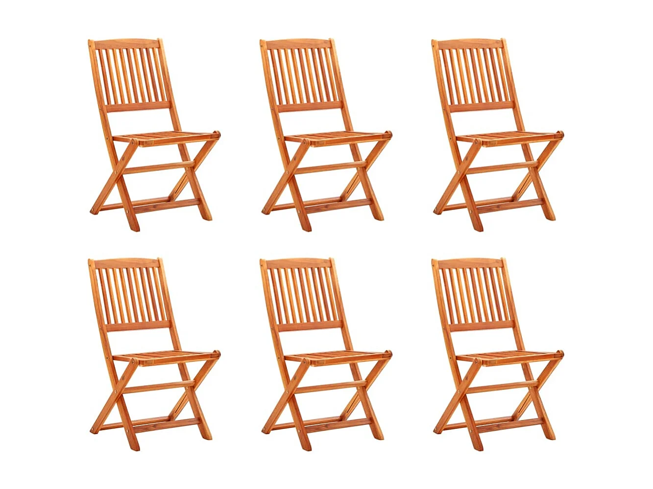 Chaises de jardin pliables 6 pcs Bois d'eucalyptus massif