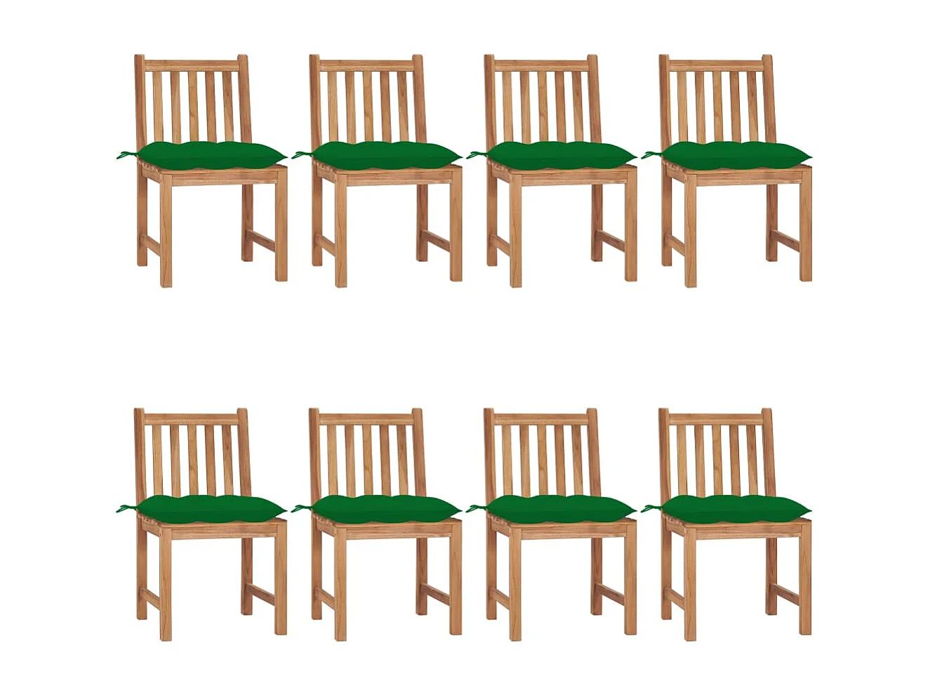 Chaises de jardin 8 pcs avec coussins Bois de teck massif