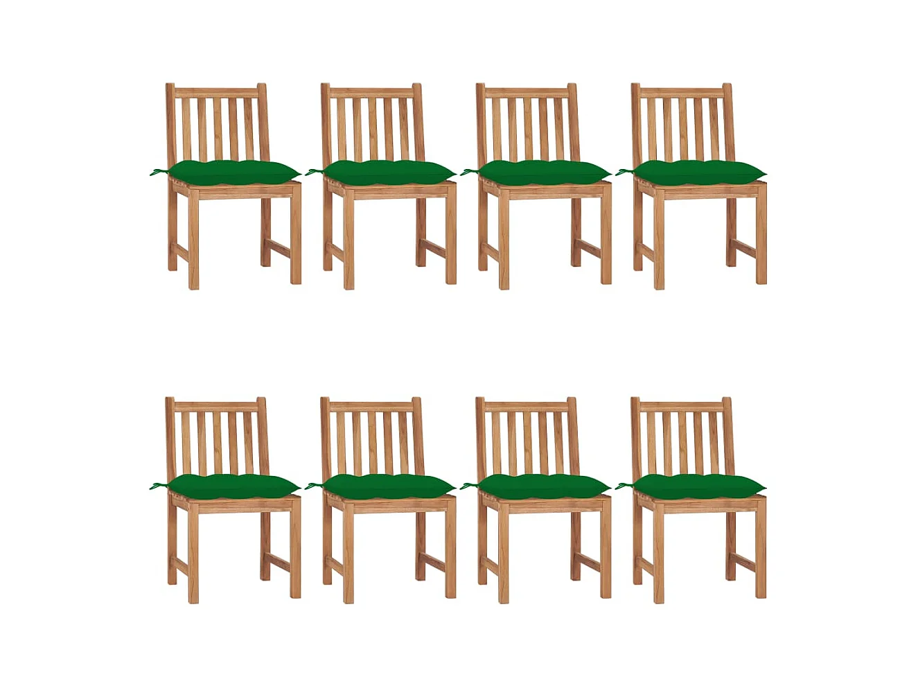 Chaises de jardin 8 pcs avec coussins Bois de teck massif