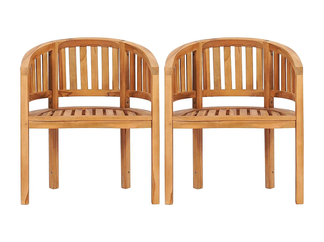 Sedie a forma di banana, 2 pezzi, in legno massello di teak