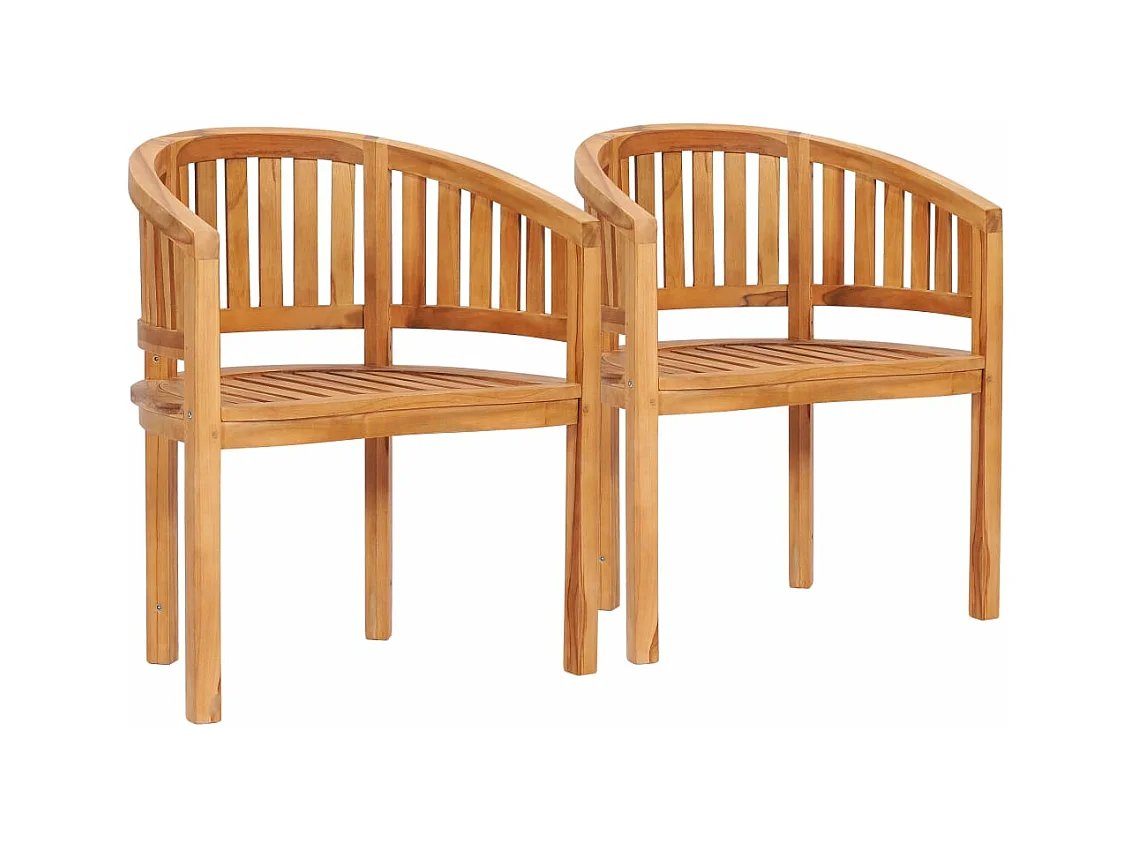 Chaises en forme de banane 2 pcs Bois de teck solide