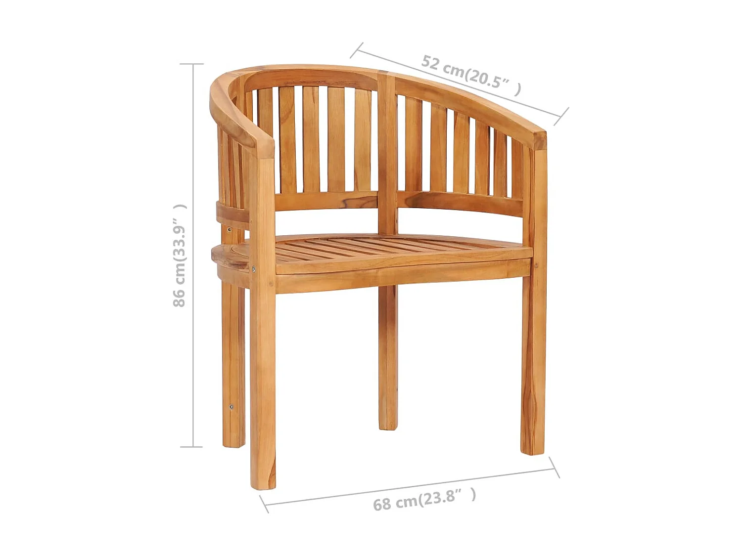 Chaises en forme de banane 2 pcs Bois de teck solide