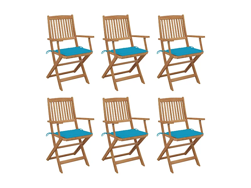 Chaises pliables de jardin 6 pcs avec coussins Bois d'acacia