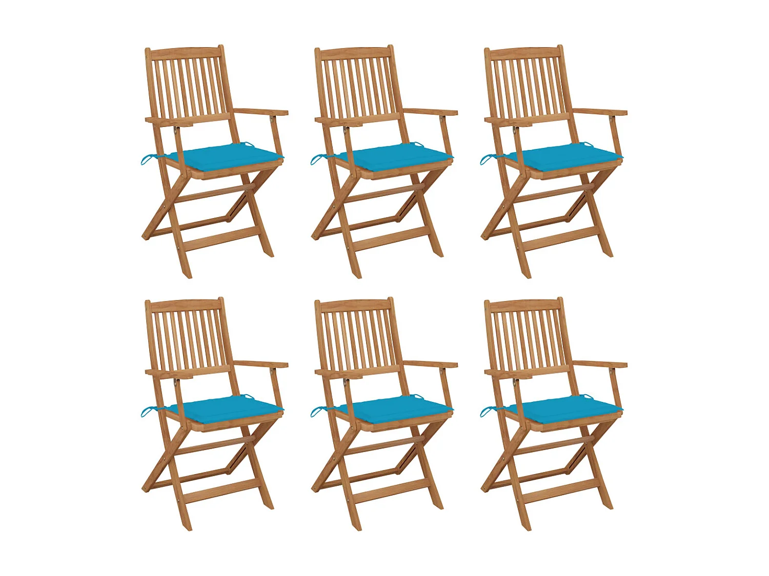 Chaises pliables de jardin 6 pcs avec coussins Bois d'acacia