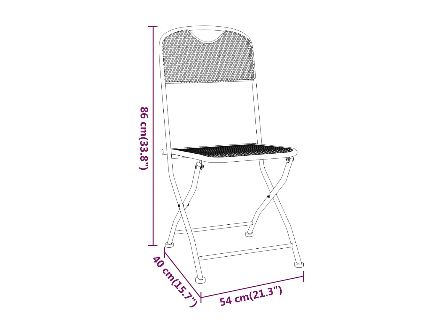 Chaises pliables de jardin 2 pcs Maille métallique Anthracite