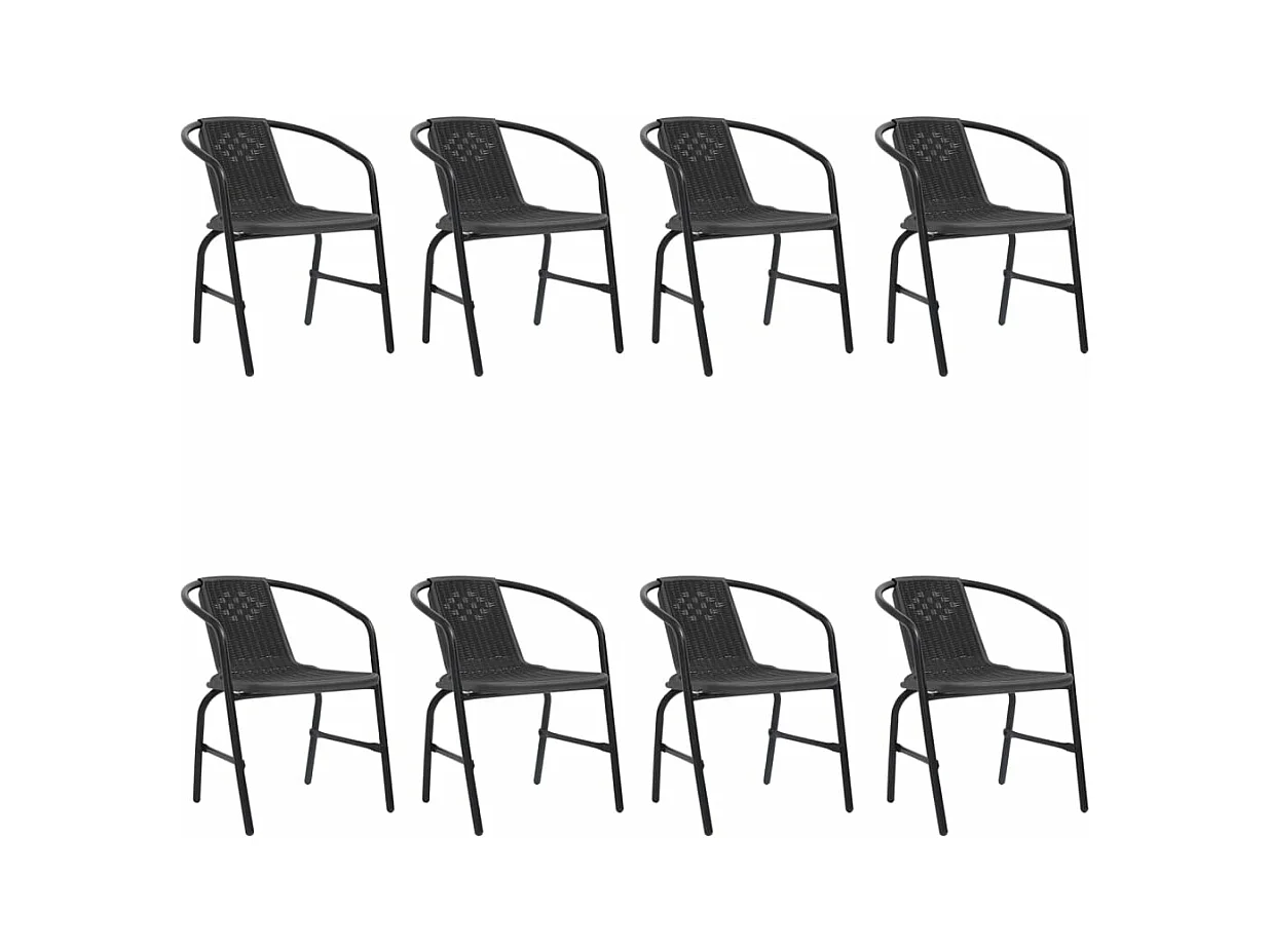 Set 8 sedie da giardino in rattan plastica e acciaio 110 kg