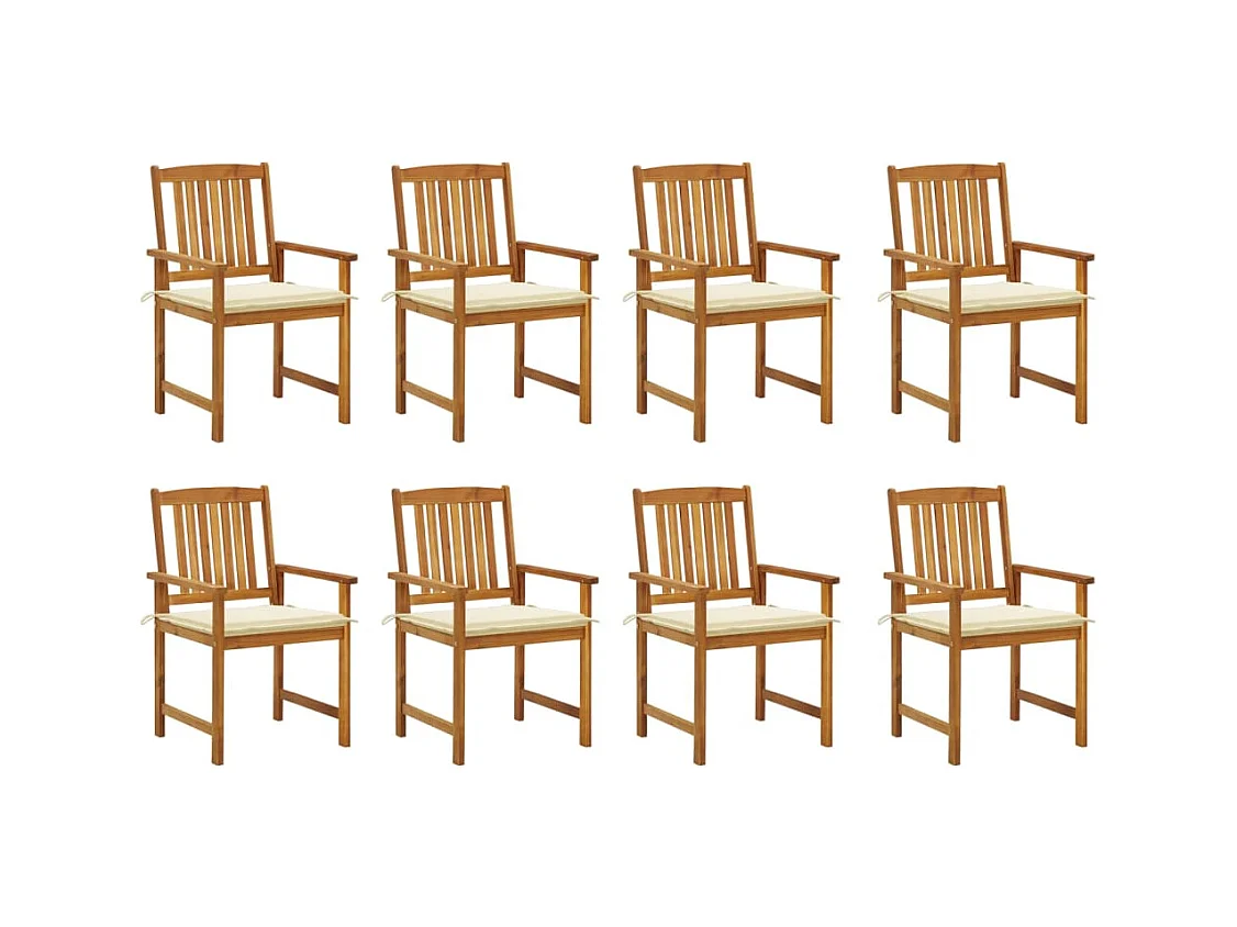 Tuinstoelen met kussens 8 stuks Massief acaciahout