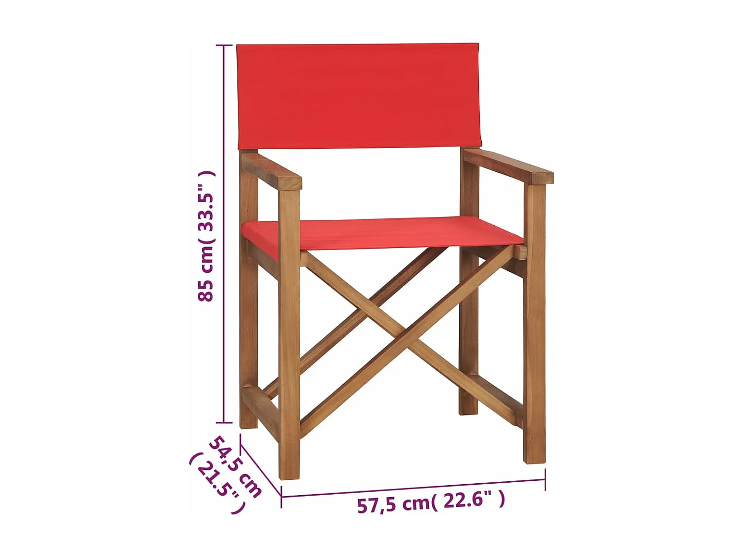 Sedia da regista Legno massello di teak Rossa