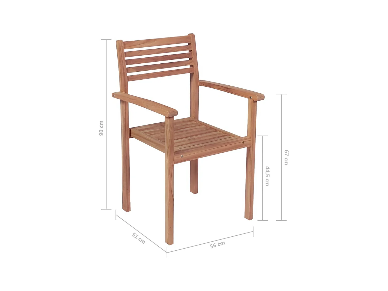 Chaises de jardin empilables avec coussins 6 pcs Teck solide