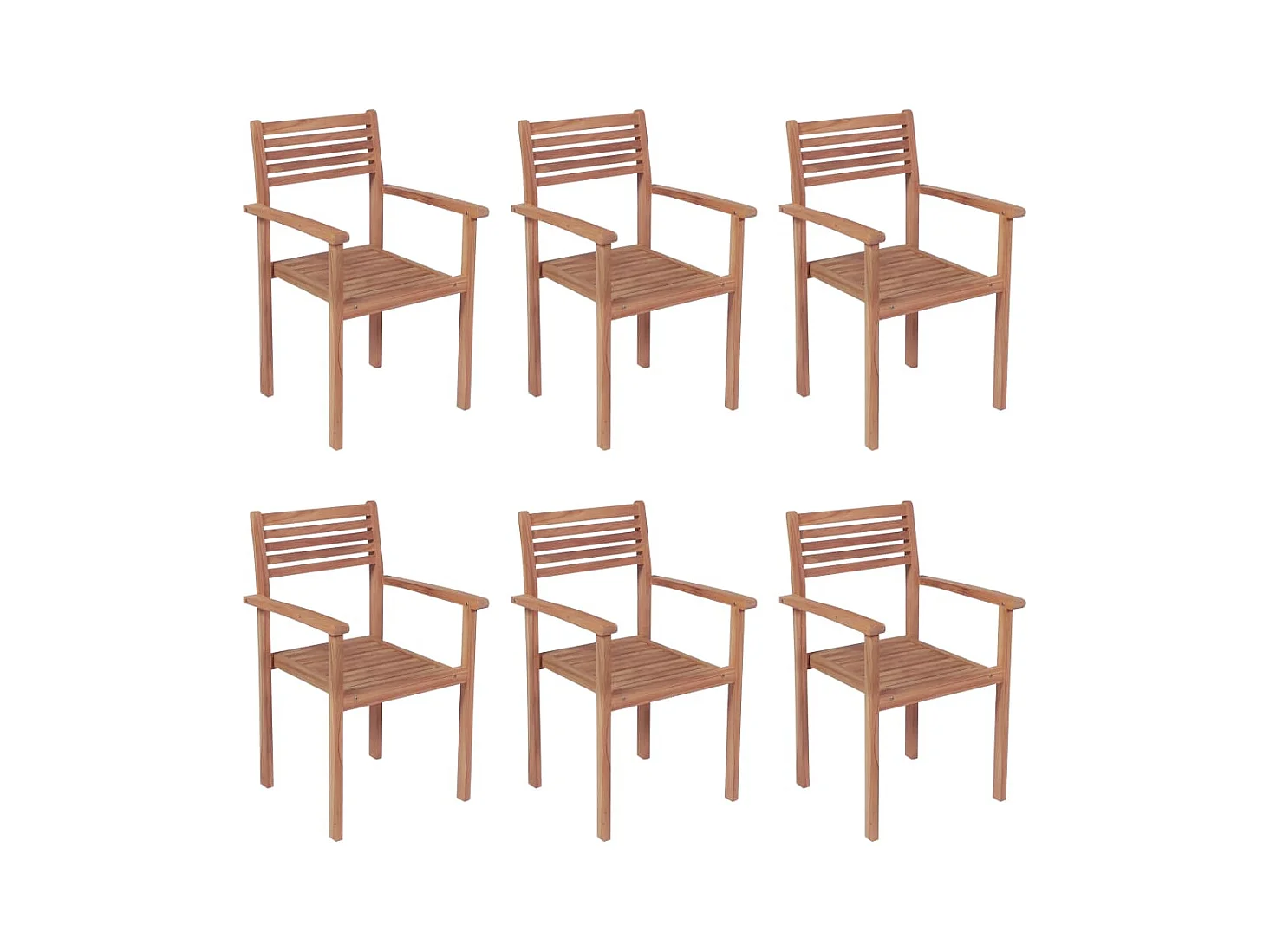 Chaises de jardin empilables avec coussins 6 pcs Teck solide